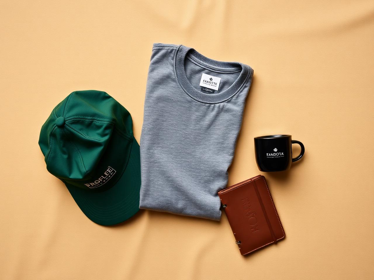 A&D Landscaping branded merchandise flat lay